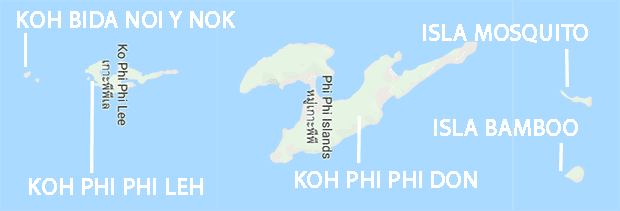 Mapa de las Islas Phi Phi Mapa de las Islas Phi Phi