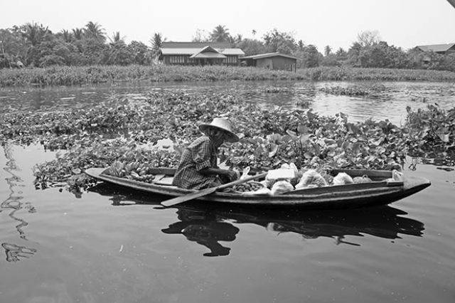 Vendedora mercado flotante Tailandia