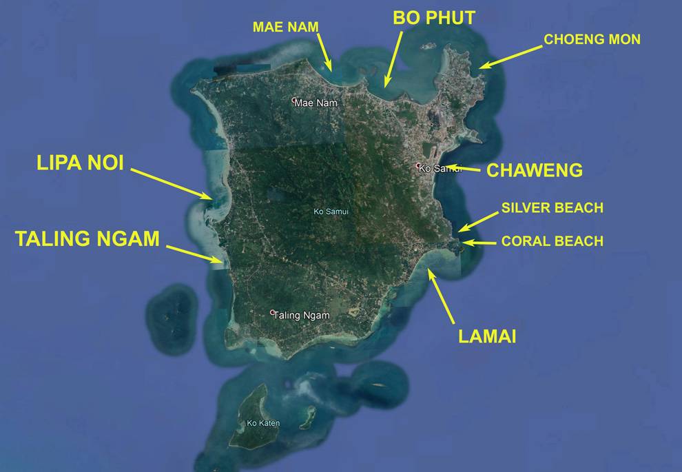 mapa playas Koh samui mapa playas Koh samui - Guía Koh Samui - Mundo Nómada