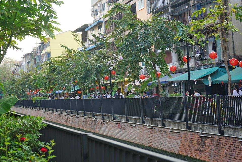 El canal tiene plantas y árboles que lo decoran Árboles del canal