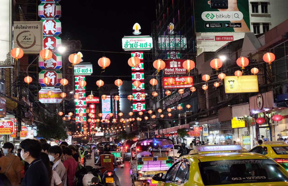 Chinatown de noche El barrio de Chinatown de noche