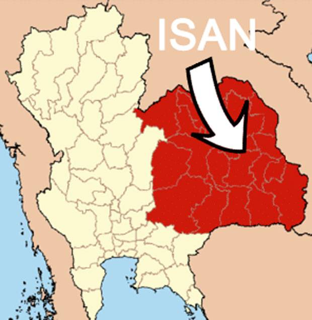 Mapa de Isan en Tailandia
