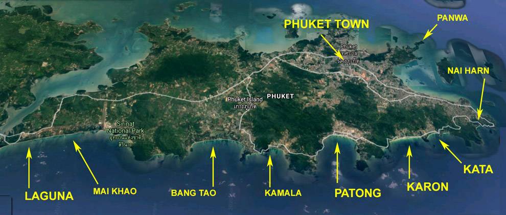 Mapa de playas de Phuket