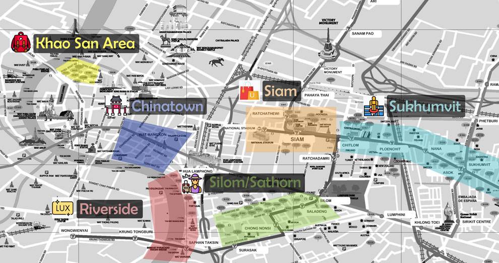 Mapa de zonas de Bangkok - Mundo Nómada